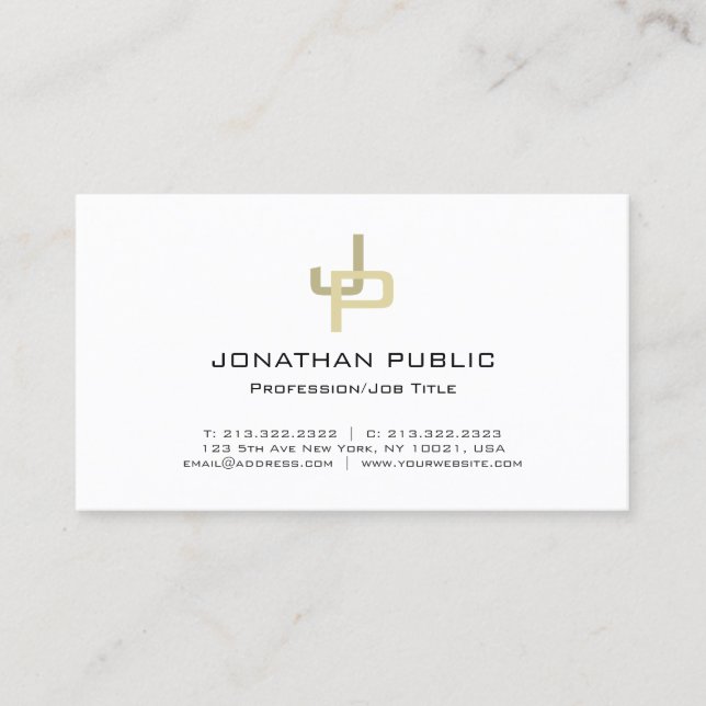Carte De Visite Élégant Monogramme Professionnel Moderne Simple (Devant)
