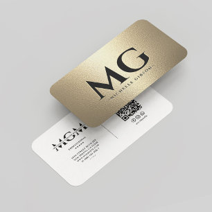 Carte De Visite Élégant Monogramme professionnel Or blanc moderne