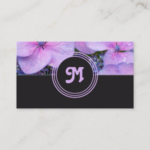 Carte De Visite Élégant monogramme rose fleuriste gris foncé