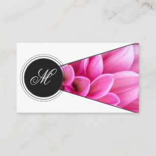 Carte De Visite Élégant monogramme rose fleuriste rose blanc gris