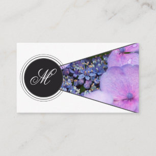 Carte De Visite Élégant monogramme rose fleuriste rose blanc gris
