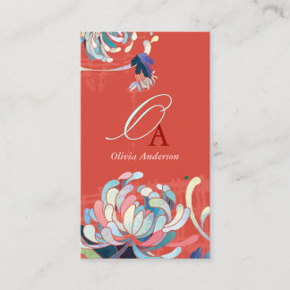 Carte De Visite Élégant Monogramme rouge élégant