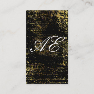 Carte De Visite Élégant Monogramme Script Gold Grunge