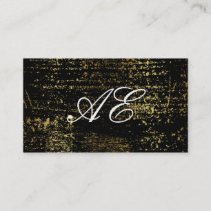 Carte De Visite Élégant Monogramme Script Gold Grunge
