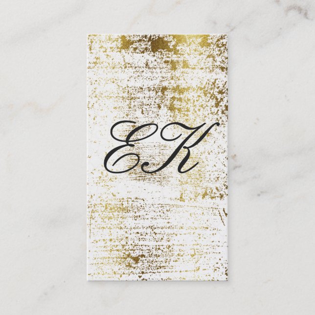 Carte De Visite Élégant Monogramme Script Gold Grunge (Devant)