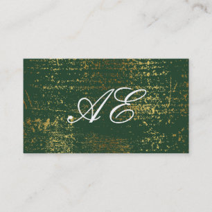 Carte De Visite Élégant Monogramme Script Gold Grunge