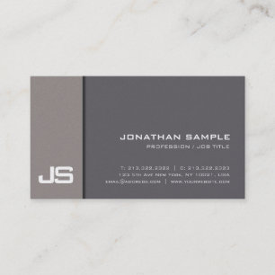 Carte De Visite Élégant Monogramme Simple Finition Perle Luxe Prem