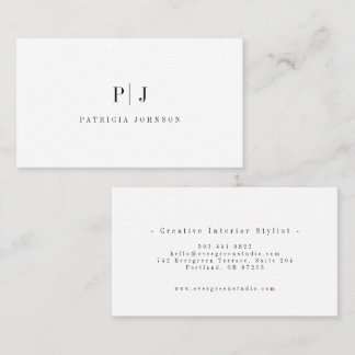 Carte De Visite Élégant Monogramme Simple Professionnel Minimalist