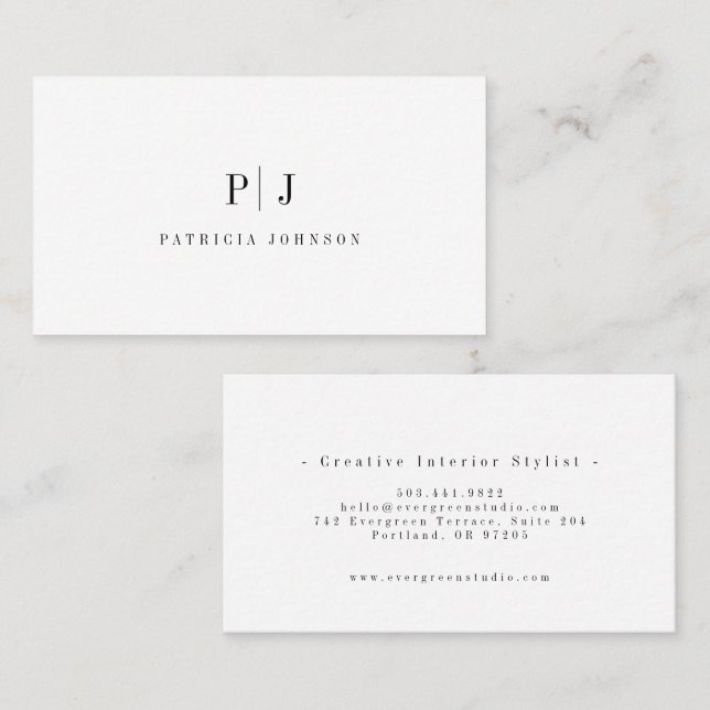 Carte De Visite Élégant Monogramme Simple Professionnel Minimalist (Devant / Derrière)