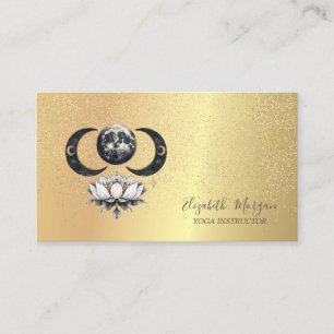Carte De Visite Elégant Moon Lotus Gold Confetti Yoga