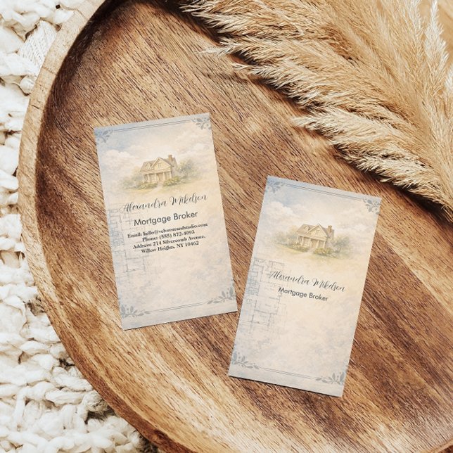 Carte De Visite Elegant Mortgage Broker Home Blueprint Branding (Créateur téléchargé)