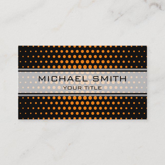 Carte De Visite Élégant Motif à points Polka Orange (Devant)