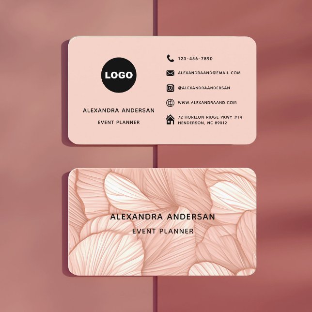Carte De Visite Élégant Motif botanique rose rose rose (Elegant Blush Pink Rose Gold Botanical Pattern Business Card)