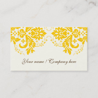 Carte De Visite Elégant motif damassé jaune ivoire