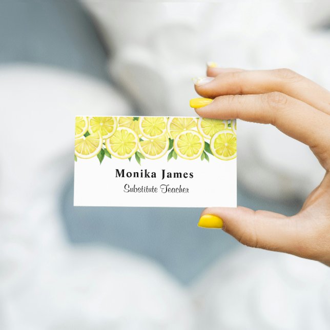 Carte De Visite Élégant Motif de citron jaune moderne (Créateur téléchargé)