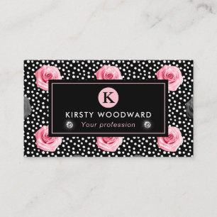 Carte De Visite Élégant motif de roses roses et noires dans le sty