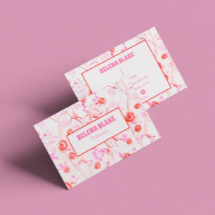 Carte De Visite Élégant motif floral rose Moderne et tendance