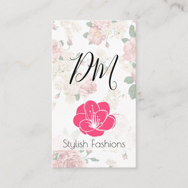 Carte De Visite Élégant motif floral Vintage (Devant)