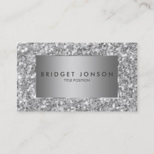 Carte De Visite Élégant Motif Parties scintillant Gris Et Blanc Ét