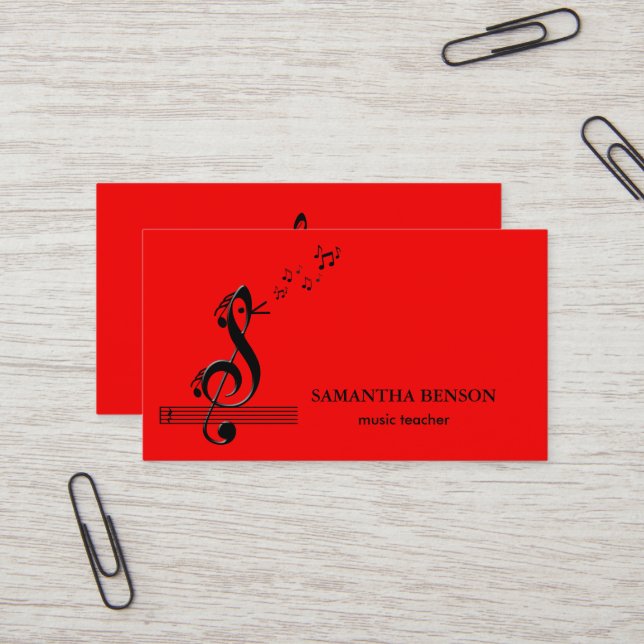 Carte De Visite Elegant Musician Business card with Music Note (Devant/Arrière en situation)