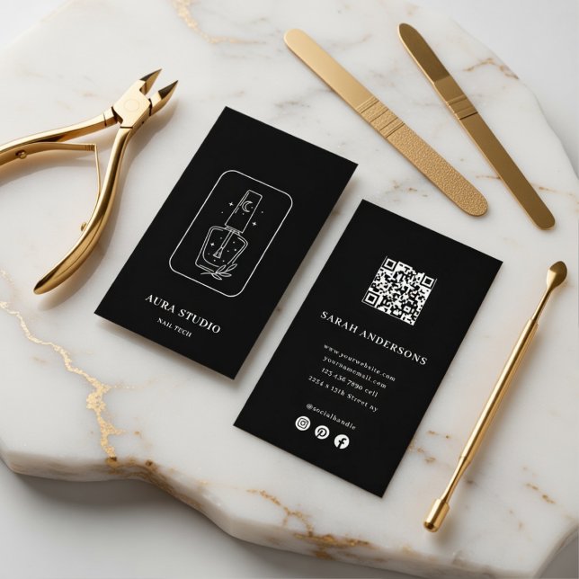 Carte De Visite Elegant Nail Artist | Modern Manicurist Salon (Créateur téléchargé)