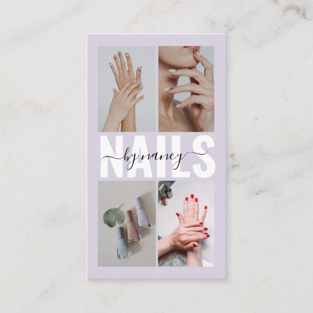Carte De Visite Elegant Nail Technician Photo Collage Qr Code  (Devant)