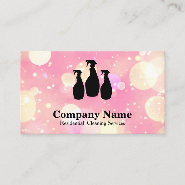 Carte De Visite Elégant nettoyage Parties scintillant aquarelle (Devant)