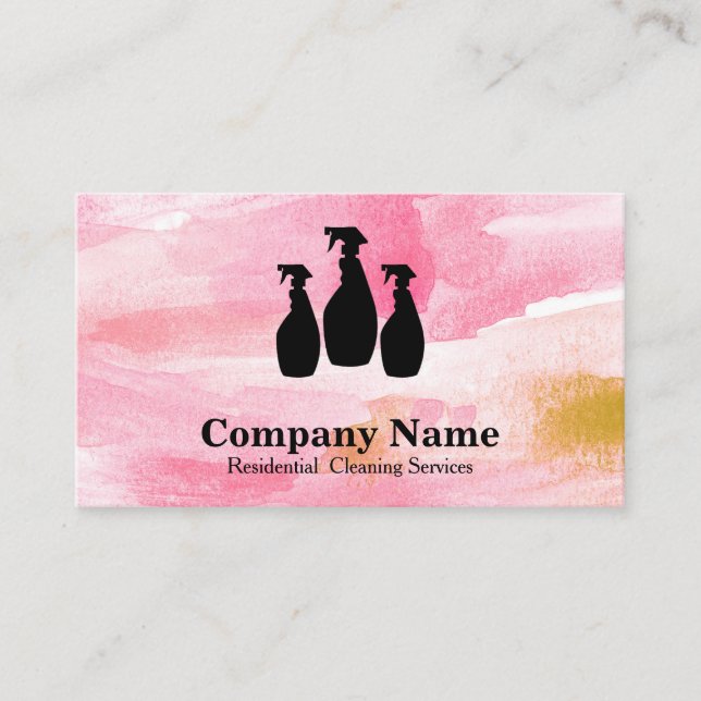 Carte De Visite Elégant nettoyage Parties scintillant aquarelle (Devant)