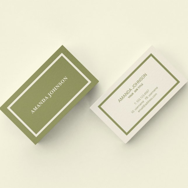 Carte De Visite Élégant Nettoyant Simple Sage Green Professionnel (Créateur téléchargé)