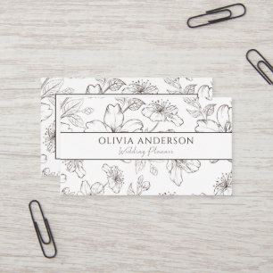 Carte De Visite Elégant noir & blanc Floral moderne Art