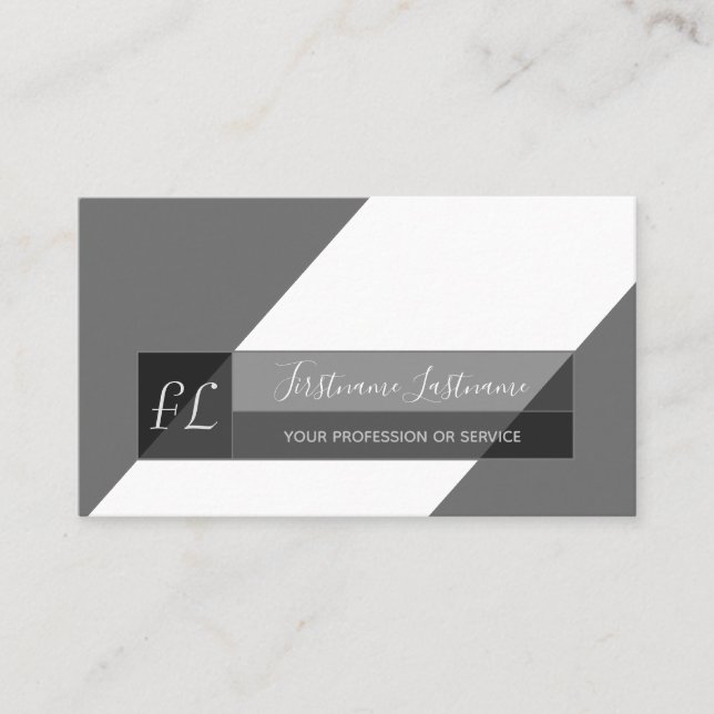 Carte De Visite Élégant noir blanc gris gris minimal triangle mono (Devant)