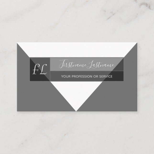 Carte De Visite Élégant noir blanc gris gris minimal triangle mono (Devant)