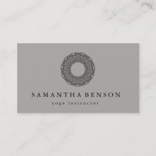 Carte De Visite Elégant noir & blanc Mandala Art Logo Yoga