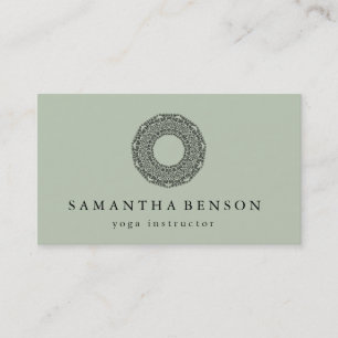 Carte De Visite Elégant noir & blanc Mandala Art Logo Yoga
