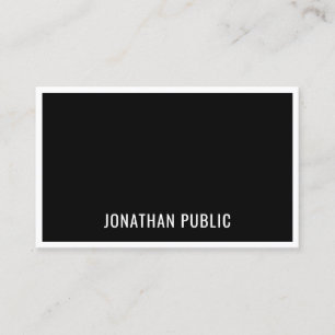 Carte De Visite Élégant noir blanc noir minimaliste Modèle