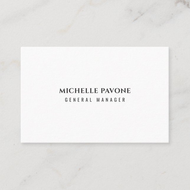 Carte De Visite Élégant Noir & Blanc Simple Plain Professionnel (Devant)