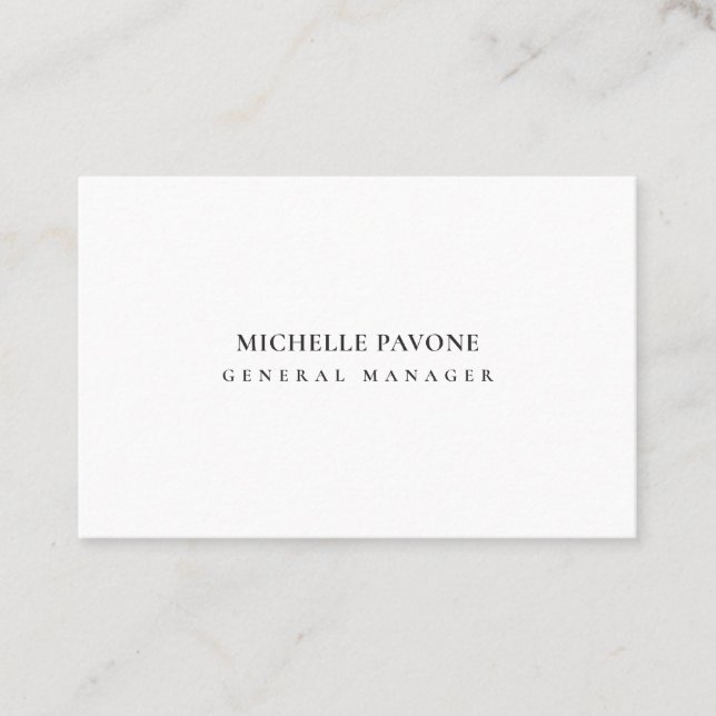 Carte De Visite Élégant Noir & Blanc Simple Uni Professionnel (Devant)