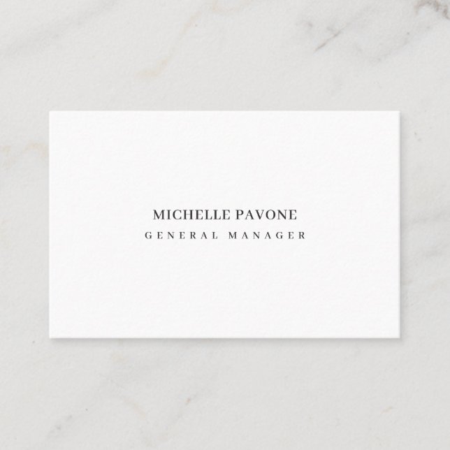Carte De Visite Élégant Noir & Blanc Simple Uni Professionnel (Devant)