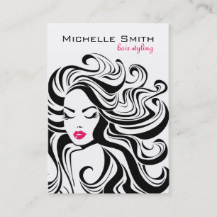 Carte De Visite Élégant noir blanc Wavy Hairstyle extensions de ch