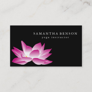 Carte De Visite Élégant noir et blanc Lotus Flower Logo Yoga Busin