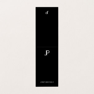 Carte De Visite Élégant Noir Et Blanc Monogramme Moderne Simple