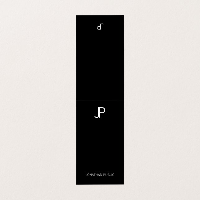 Carte De Visite Élégant Noir Et Blanc Monogramme Moderne Simple (Extérieur déplié)