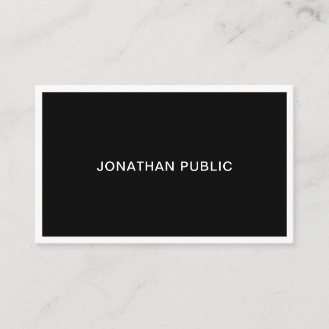 Carte De Visite Élégant Noir Et Blanc Professionnel Moderne Plain (Devant)