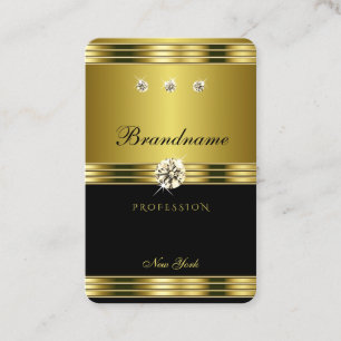 Carte De Visite Elégant noir et or avec diamants luxueux