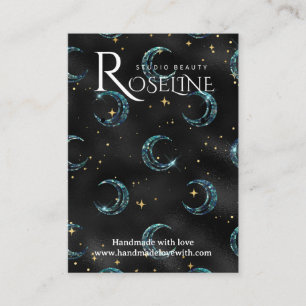 Carte De Visite Élégant noir et or Soleil lune de bijoux