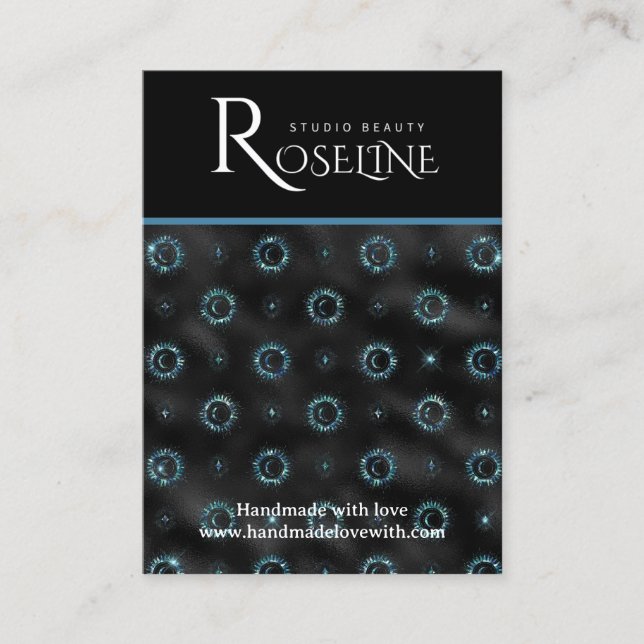 Carte De Visite Élégant noir et or Soleil lune de bijoux (Devant)