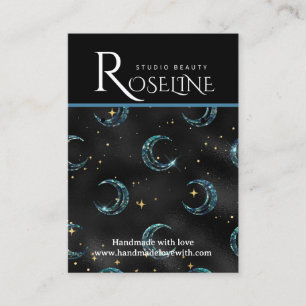 Carte De Visite Élégant noir et or Soleil lune de bijoux