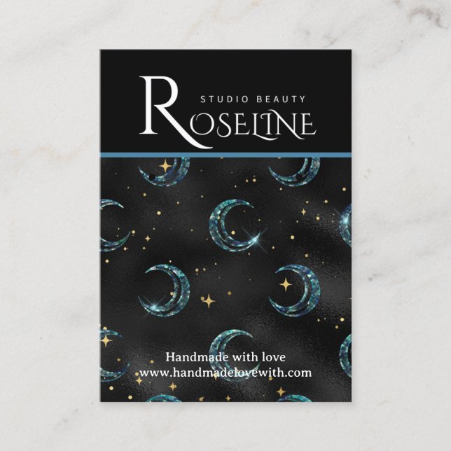 Carte De Visite Élégant noir et or Soleil lune de bijoux (Devant)