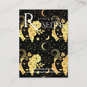 Carte De Visite Élégant noir et or Soleil lune de bijoux