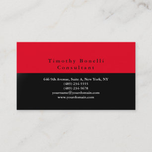 Carte De Visite Élégant noir rouge professionnel moderne